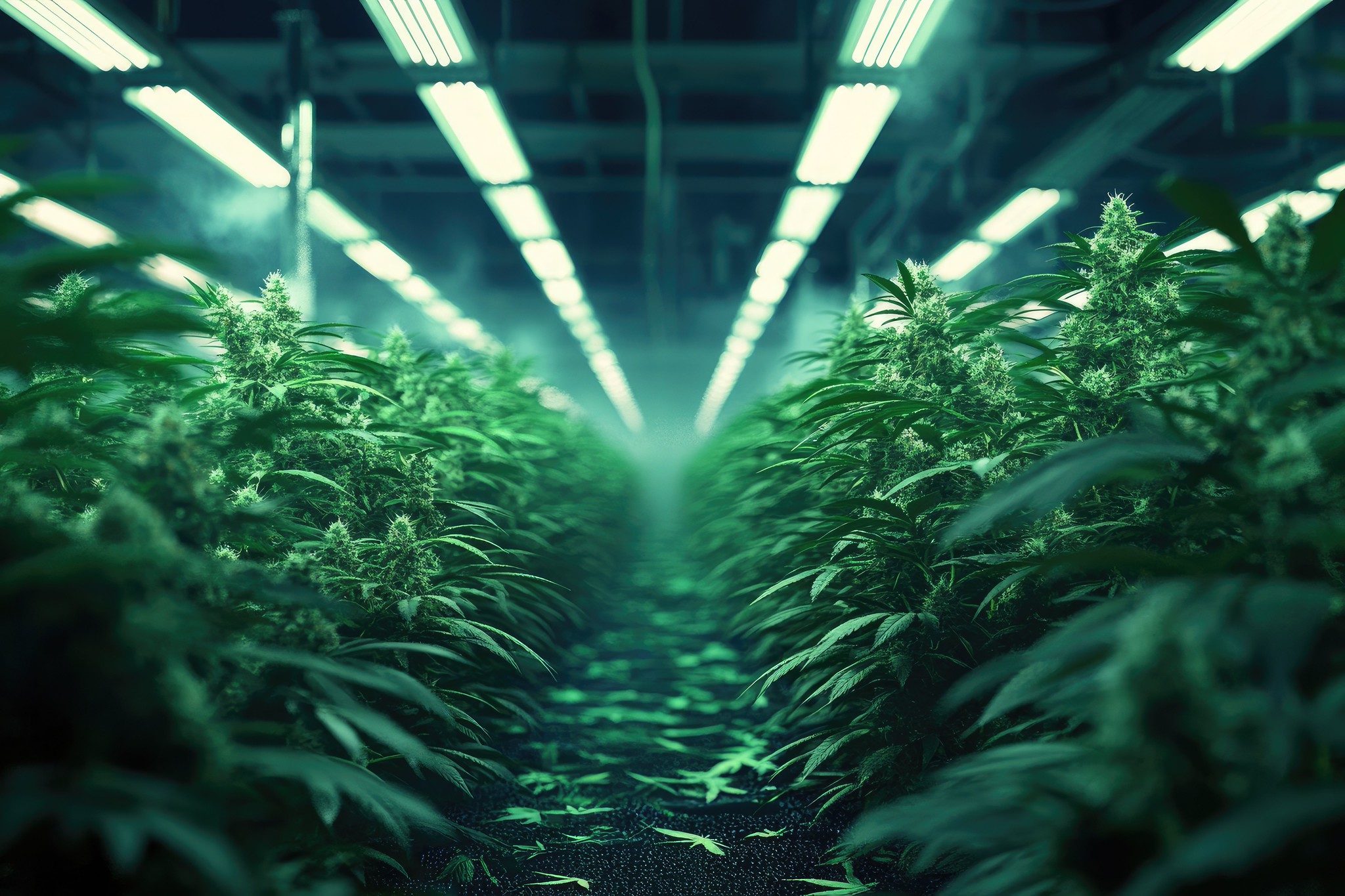 Indoor cannabis grow tent with LED lighting